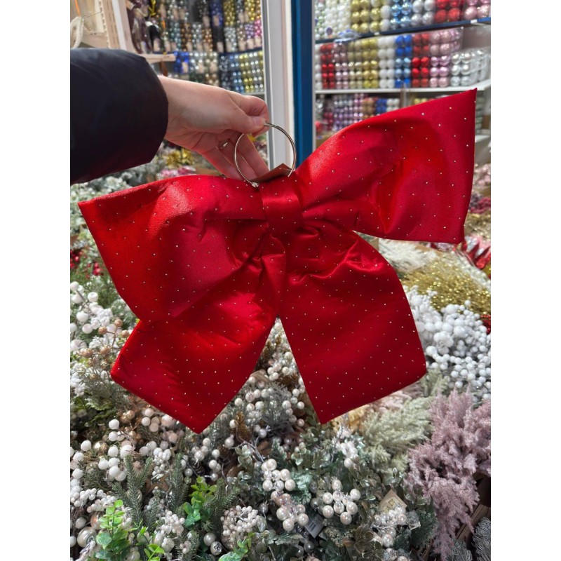 Большой бант в стразах 44 см  , красный 1 шт
