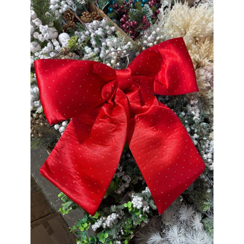 Великий бант в стразах 34 см , червоний 1 шт