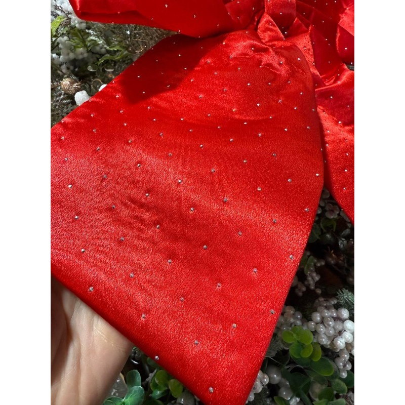 Великий бант в стразах 34 см , червоний 1 шт