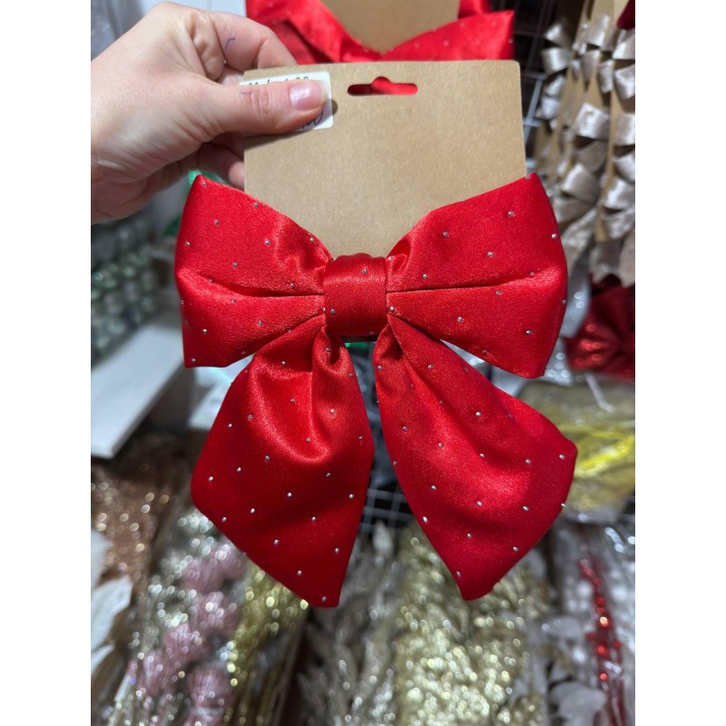 Великий бант в стразах 13 см , червоний 1 шт