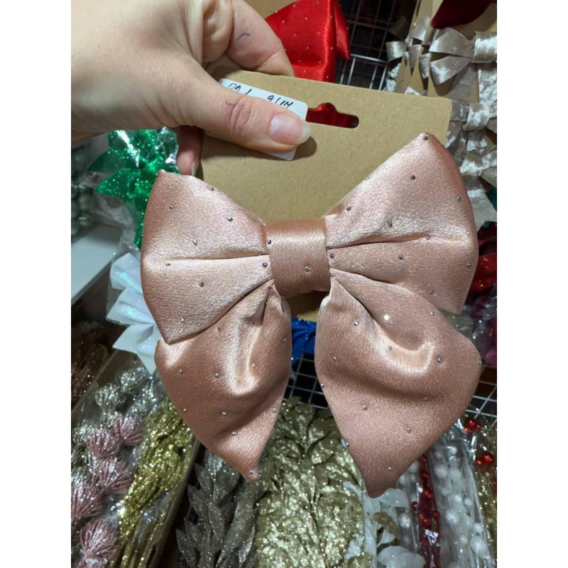 Великий бант в стразах 13 см, пудра 1 шт