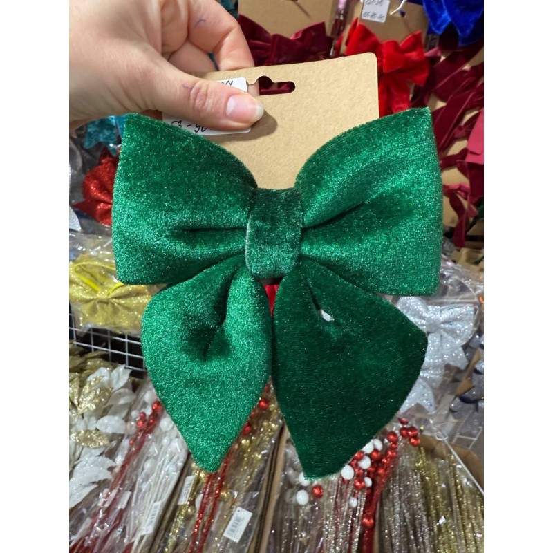Оксамитовий бант 16 см, темно зелений 1 шт
