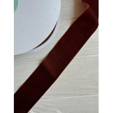 Оксамитова стрічка "4 см"  темно коричнева  рулон 27 метрів