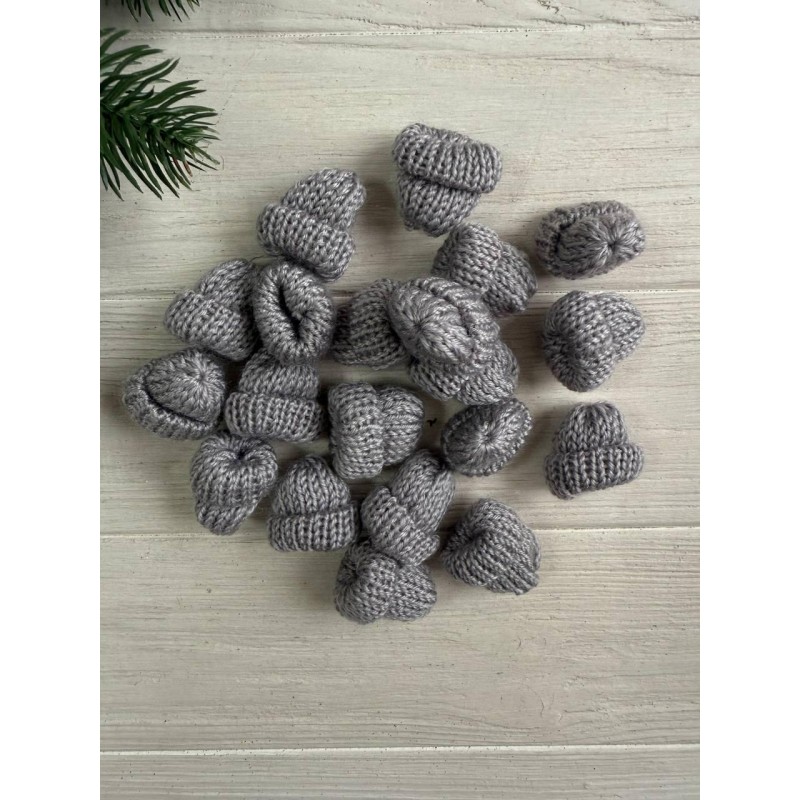 Шапочки в'язані декоративні, сірі 25 шт