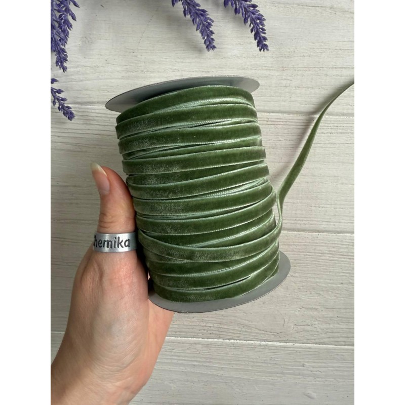 Стрічка оксамитова " 0.6 см"   чайне дерево         рулон 45 метрів