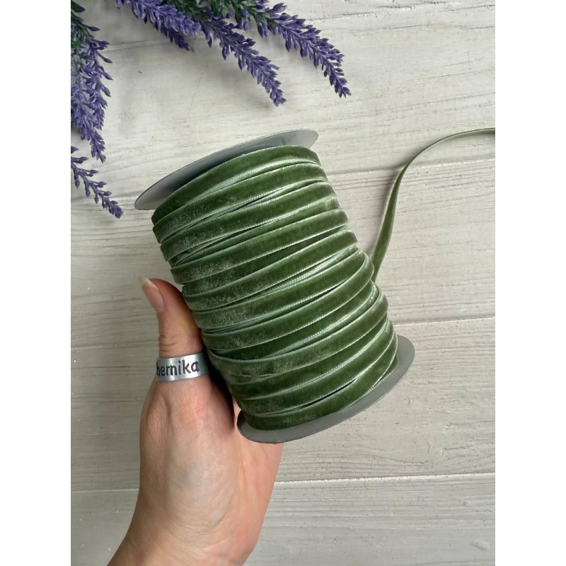 Стрічка оксамитова " 0.6 см"   чайне дерево         рулон 45 метрів