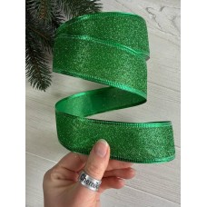Стрічка блискуча новорічна 3,8" Метал ",  зелена 19  метрів