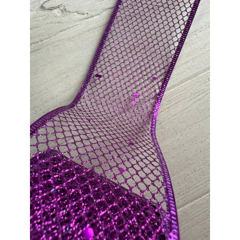 Стрічка блискуча новорічна 6,3 " Сітка " , фіолетова 18 метрів