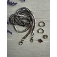 Комплект фурнітури ланцюжок+карабіни+напівкільця+магніт  № 42, срібло