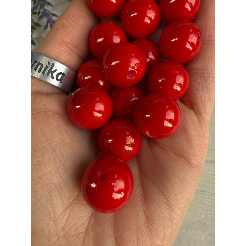 Намистини круглі "Перли" 16 мм червоні 500 грам