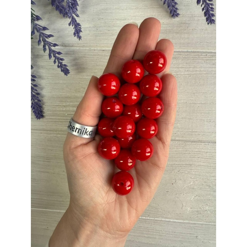 Намистини круглі "Перли" 16 мм червоні 500 грам