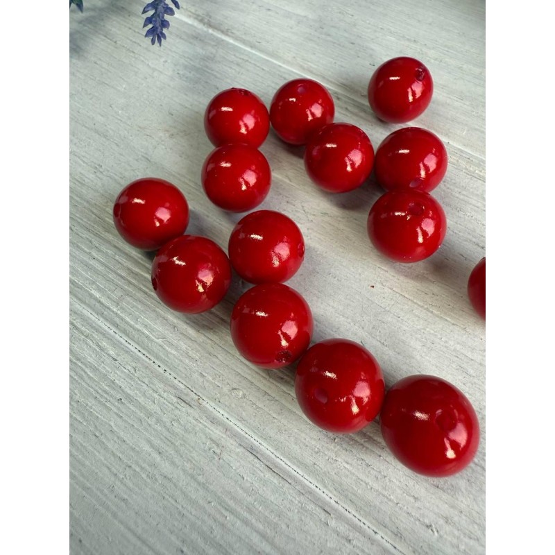 Намистини круглі "Перли" 16 мм червоні 500 грам