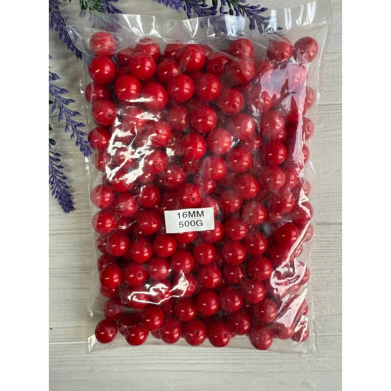 Намистини круглі "Перли" 16 мм червоні 500 грам