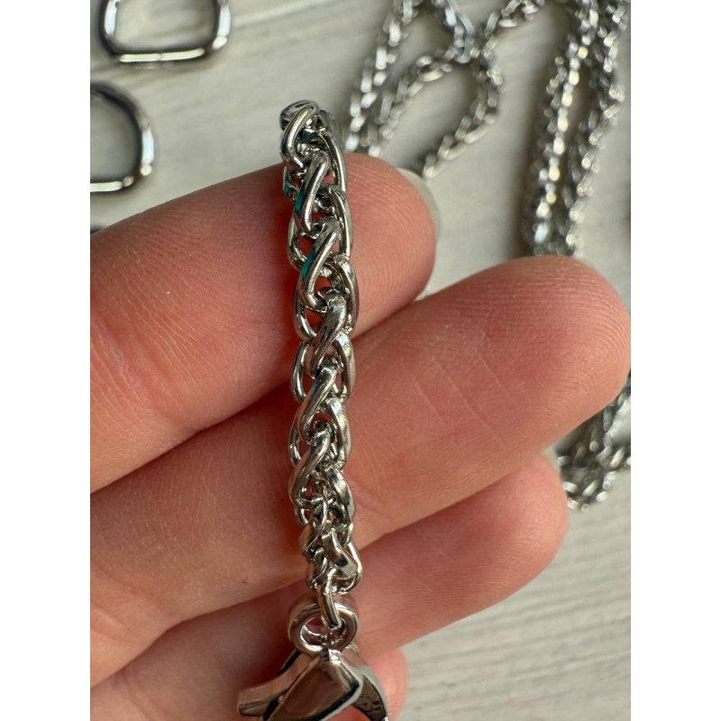 Комплект фурнітури ланцюжок+карабіни+напівкільця+магніт  № 31, срібло