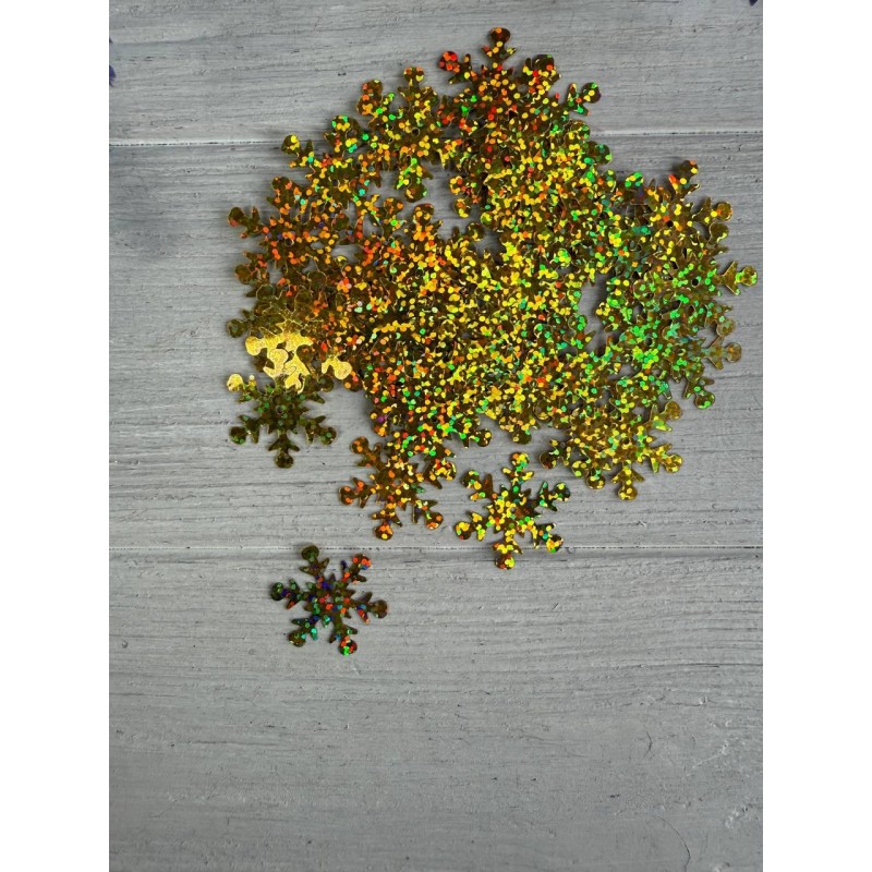 Паєтки " Сніжинки 2,5 см " золото голограма 50 шт