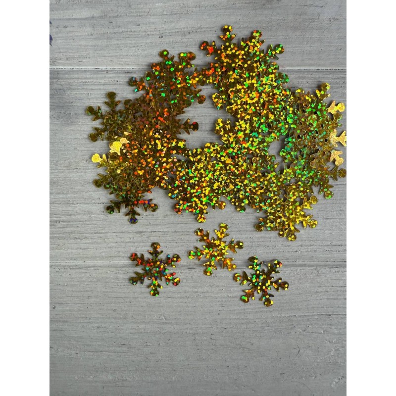 Паєтки " Сніжинки 2,5 см " золото голограма 50 шт