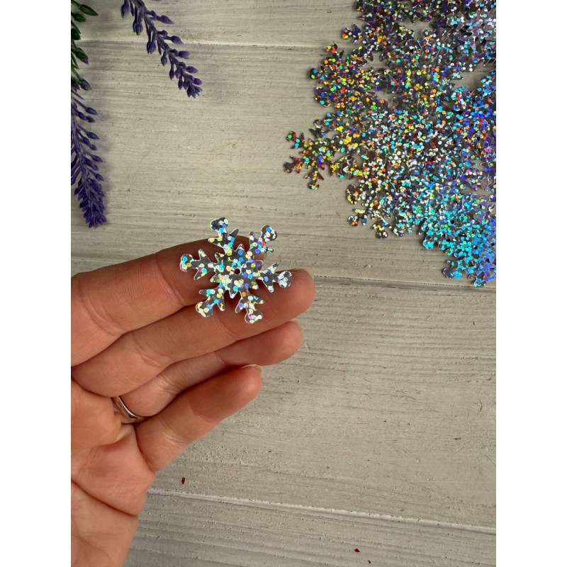 Паєтки " Сніжинки 2,5 см " срібло голограма 50 шт