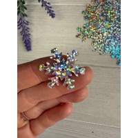 Пайетки " Снежинки 2,5  см "  серебро голограмма 50 шт