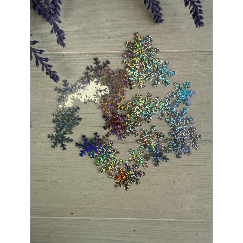 Паєтки " Сніжинки 2,5 см " срібло голограма 50 шт