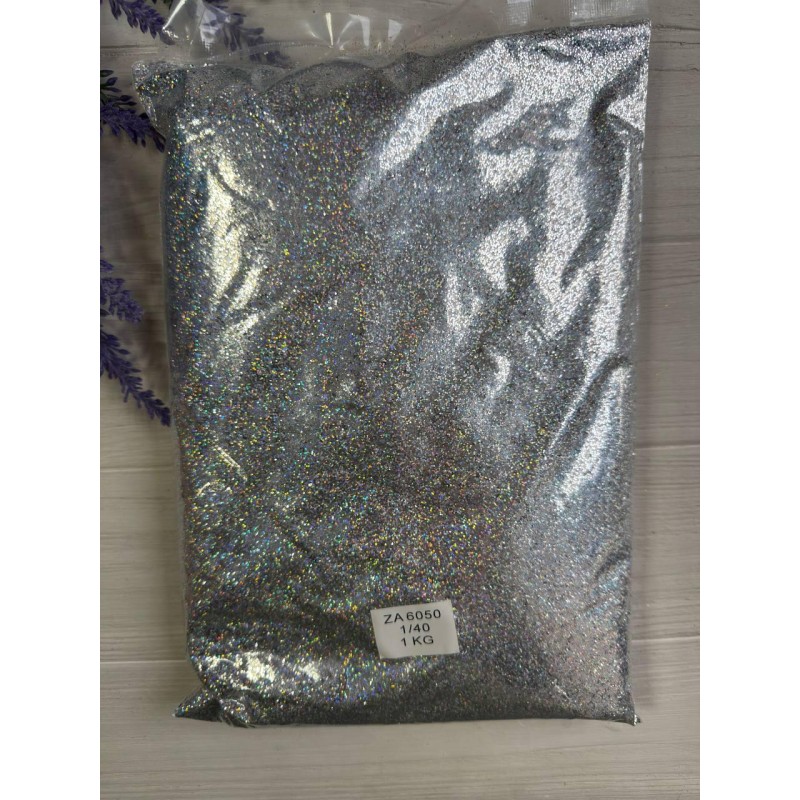 Глітер " Середньої фракції Голограма АВ 1/40  " 1 кг, срібло