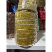 Лента бархатная люрексовая " 2,5 см " , светлое золото 45 метров