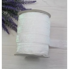 Стрічка оксамитова люрексова "2.5 см", біла голограма 8 метрів