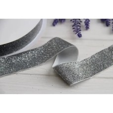Стрічка оксамитова люрексова " 4 см", срібло 6 метрів