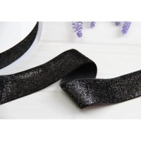Лента бархатная люрексовая " 4 см " , черная  метров