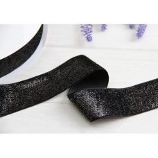 Стрічка оксамитова люрексова " 4 см", чорна  метрів