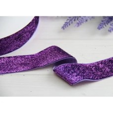 Стрічка оксамитова люрексова " 4 см", фіолетова  метрів
