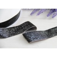 Лента бархатная люрексовая " 4 см " , графитовая  18 метров
