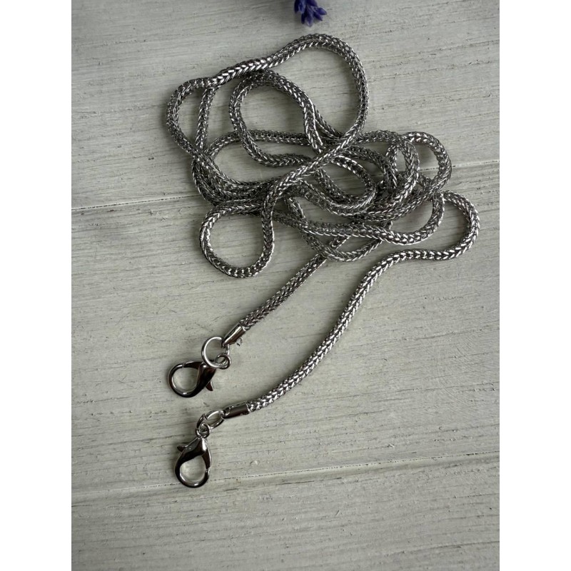 Комплект Ланцюжок з карабіном  № 19 , срібло   110 см