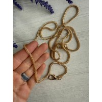 Уценка ! Комплект Цепочка  с карабином  № 19 ,  золото       110 см