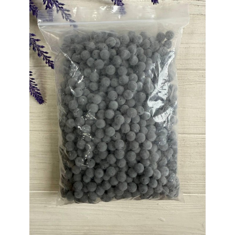 Намистини " Бархатні № 2 " 10 мм, сірі  500 грам