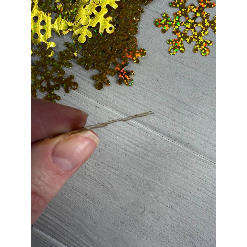 Паєтки " Сніжинки 4 см " золото голограма 20 шт