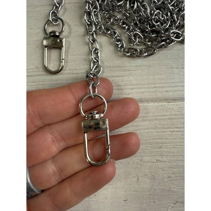 Комплект Ланцюжок з карабіном  № 22 , срібло  110 см