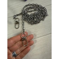 Комплект Цепочка  с карабином  № 22 , серебро  110 см