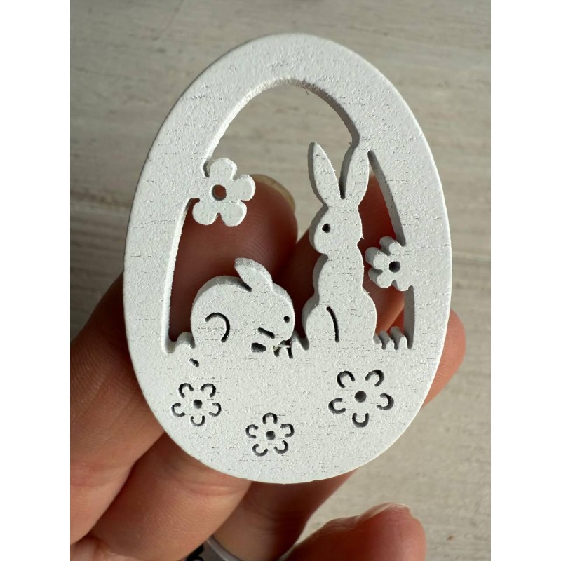 Прикраса " Писанка з кроликами " біла 12 шт