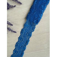 Мереживо стрейчеве "Хвиля " 5,7 см , синє  2,9 метри