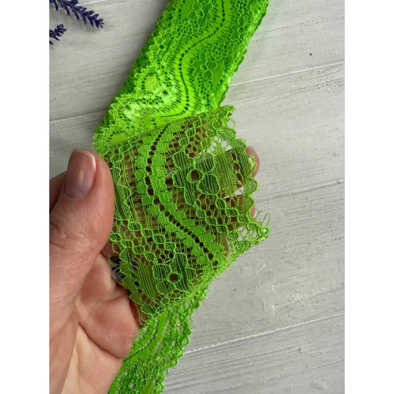 Мереживо стрейчеве "Хвиля " 5,7 см , зелене 6 метрів