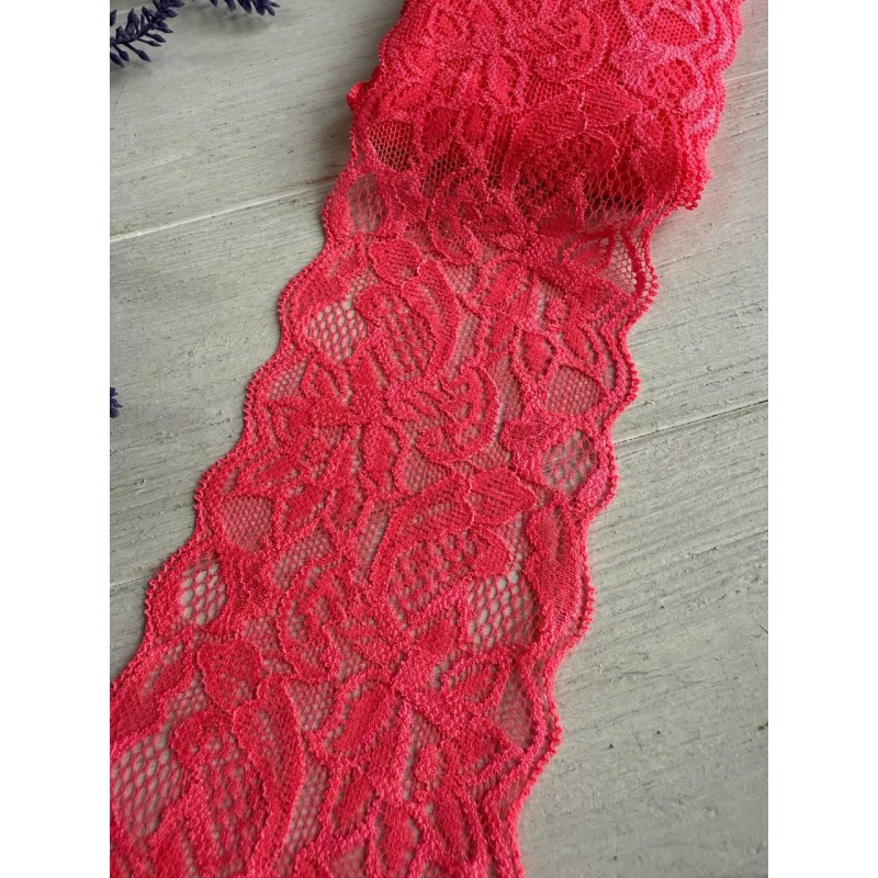 Мереживо стрейчеве " Азалія" 8 см , коралове 5 метрів