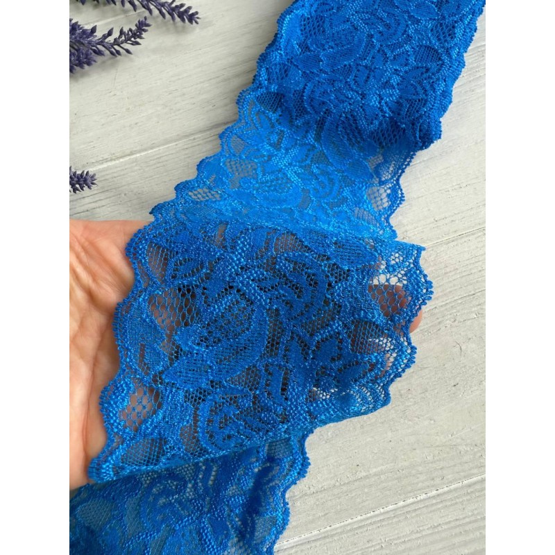 Мереживо стрейчеве " Азалія" 8 см , синє 6 метрів