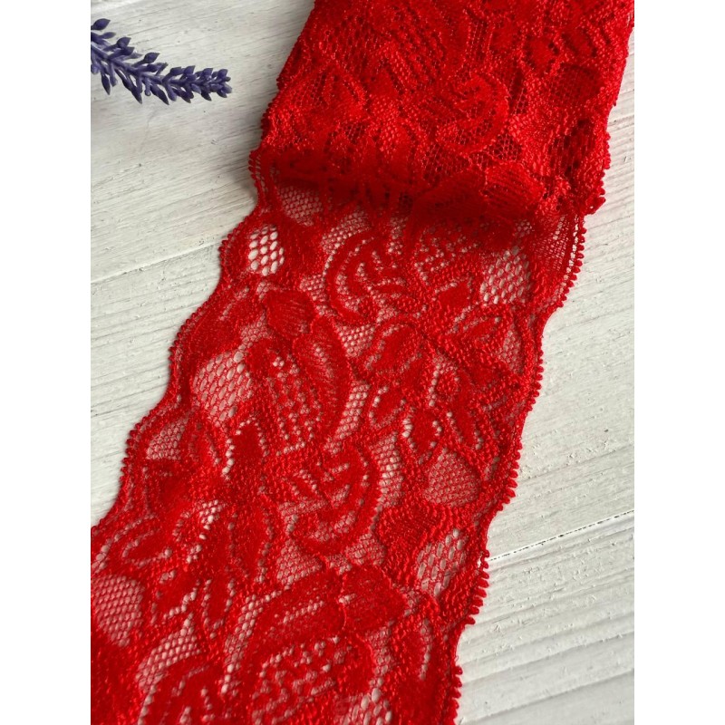 Мереживо стрейчеве " Азалія" 8 см , червона 4 метри