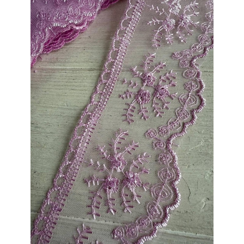 Мереживо органзове " Троянди " , лілове 5 метрів