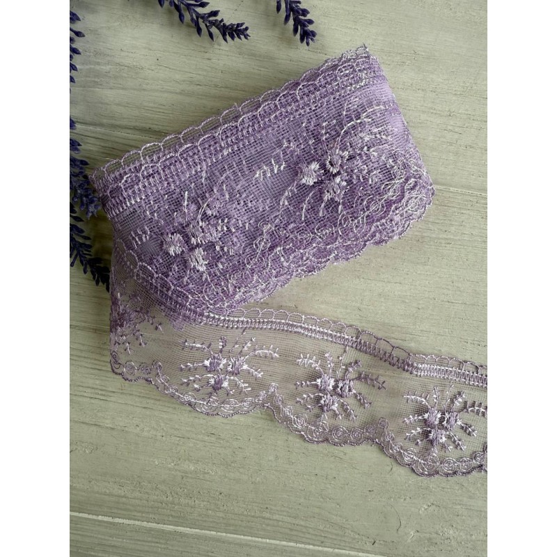Мереживо органзове " Троянди " , світло фіолетове 7 метрів
