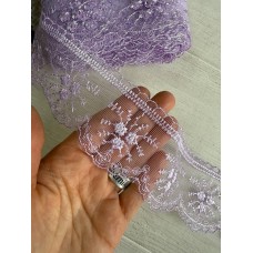 Мереживо органзове " Троянди " , світло фіолетове 7 метрів