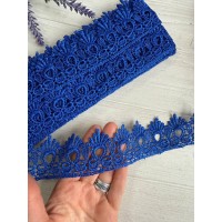 Кружево макраме " Корона "  синее 7 метров