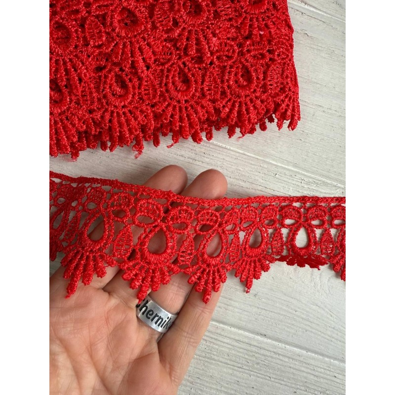 Мереживо макраме " Корона " червоне 7 метрів