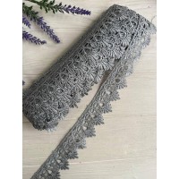 Кружево макраме " Корона " серое 10 метров