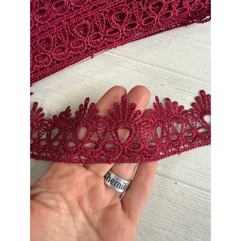 Мереживо макраме " Корона " бордо 7 метрів